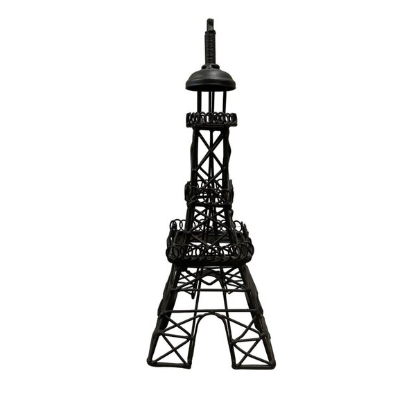 Miniature Eiffel Tower Wire Sculpture 12.25" Tall Black Metal Home Decor - Picture 1 of 4